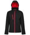 RG635 TRA701 Regatta Venturer Three Layer Hooded Soft Shell Jacket Black / Classic Red colour image